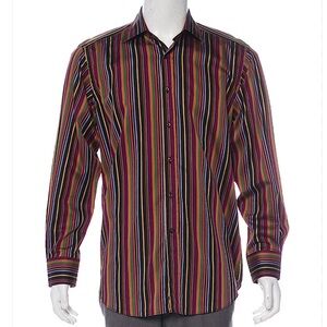 ETRO Men's Striped Button Up Long Sleeve Dress Shirt  Multicolored IT‎ 42